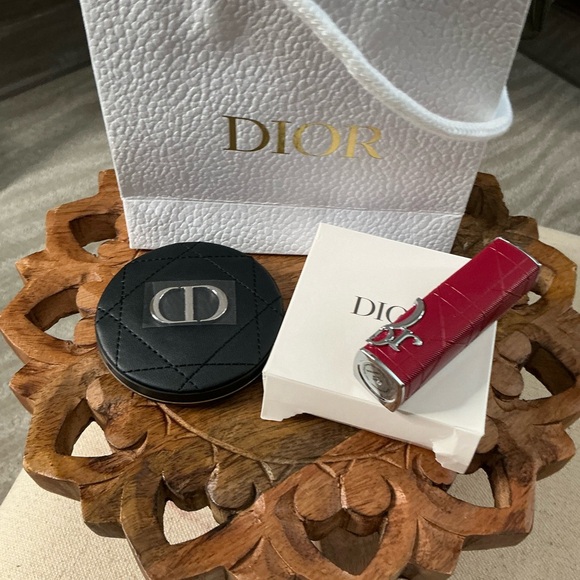 Dior Other - Dior Lipstick & Quilted Compact in Raspberry and Black
